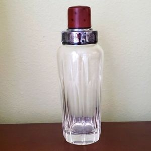 Old Glass Beverage Shaker with Leather Top